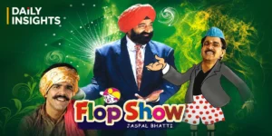 Jaspal Bhatti and Flop Show characters in a nostalgic Doordarshan-era comedy poster