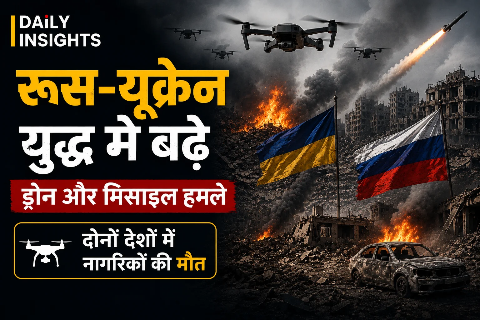 रूस-यूक्रेन युद्ध में बढ़े ड्रोन और मिसाइल हमले, दोनों देशों में नागरिकों की मौत