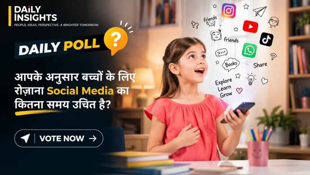 आपके अनुसार बच्चों के लिए रोज़ाना Social Media का कितना समय उचित है?