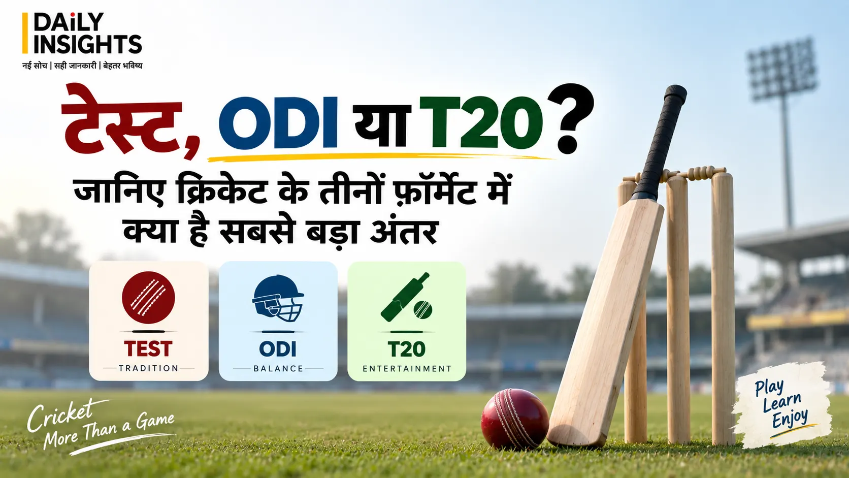 टेस्ट ODI और T20 क्रिकेट फॉर्मेट के बीच अंतर