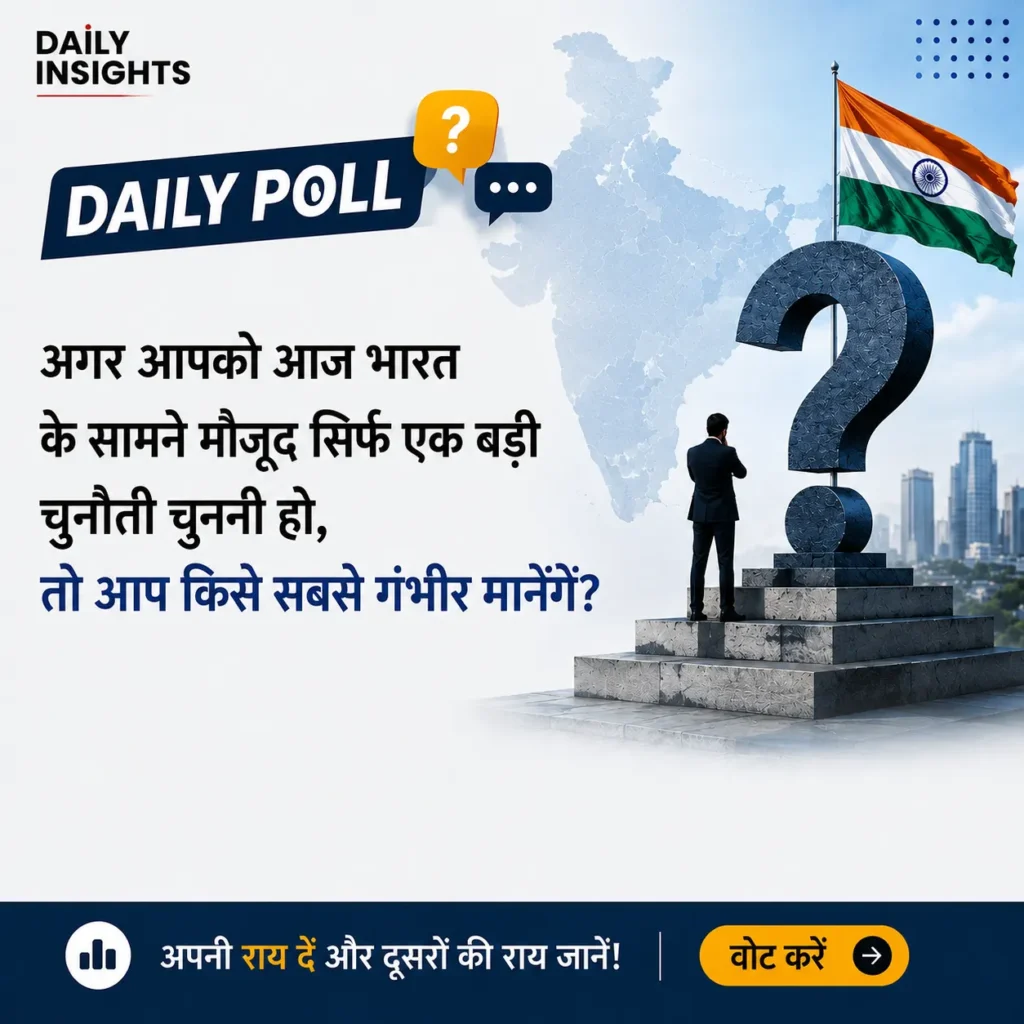 अगर आपको आज भारत के सामने मौजूद सिर्फ एक बड़ी चुनौती चुननी हो, तो आप किसे सबसे गंभीर मानेंगे?