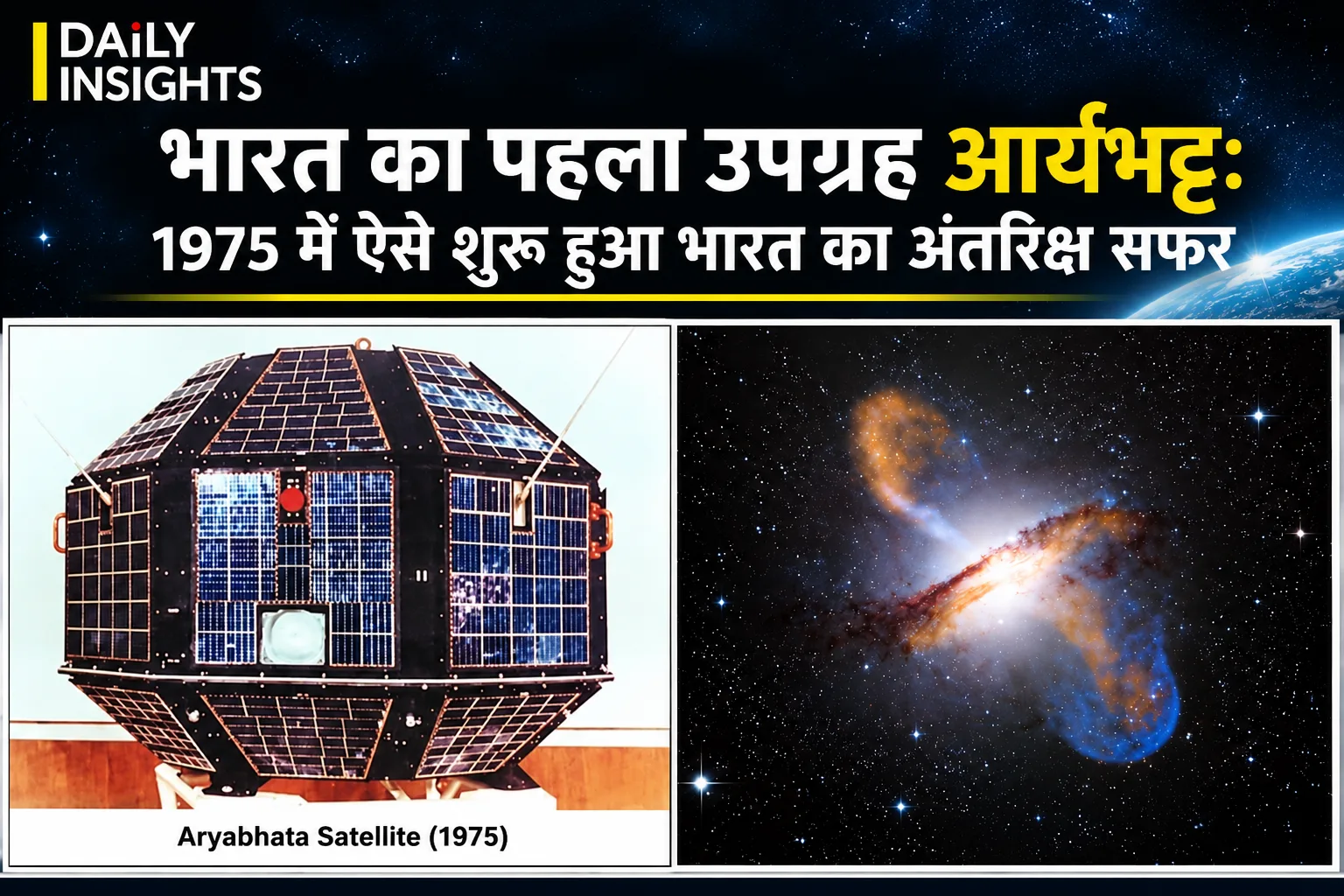 भारत का पहला उपग्रह आर्यभट्ट 1975 और अंतरिक्ष अनुसंधान की तस्वीर
